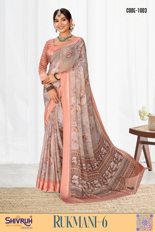 Multicolor Digital Print Moss Chiffon Formal wear saree