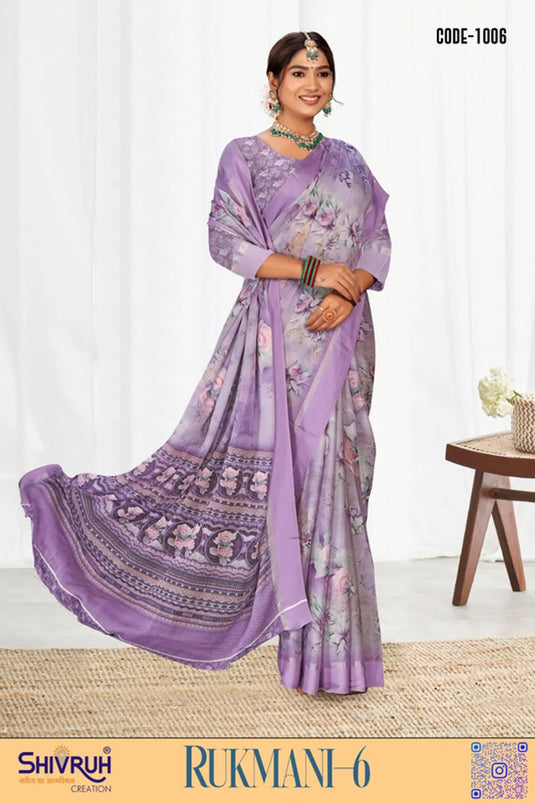 Multicolor Digital Print Moss Chiffon Evening wear saree