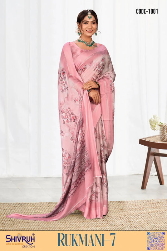Multicolor Digital Print Moss Chiffon Festival wear saree