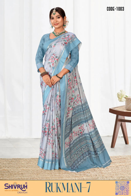 Multicolor Digital Print Moss Chiffon Formal wear saree
