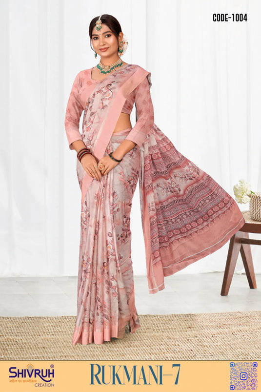 Multicolor Digital Print Moss Chiffon Designer wear saree
