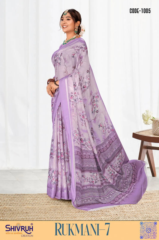 Multicolor Digital Print Moss Chiffon Office wear saree