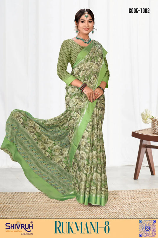 Multicolor Digital Print Moss Chiffon Party wear saree