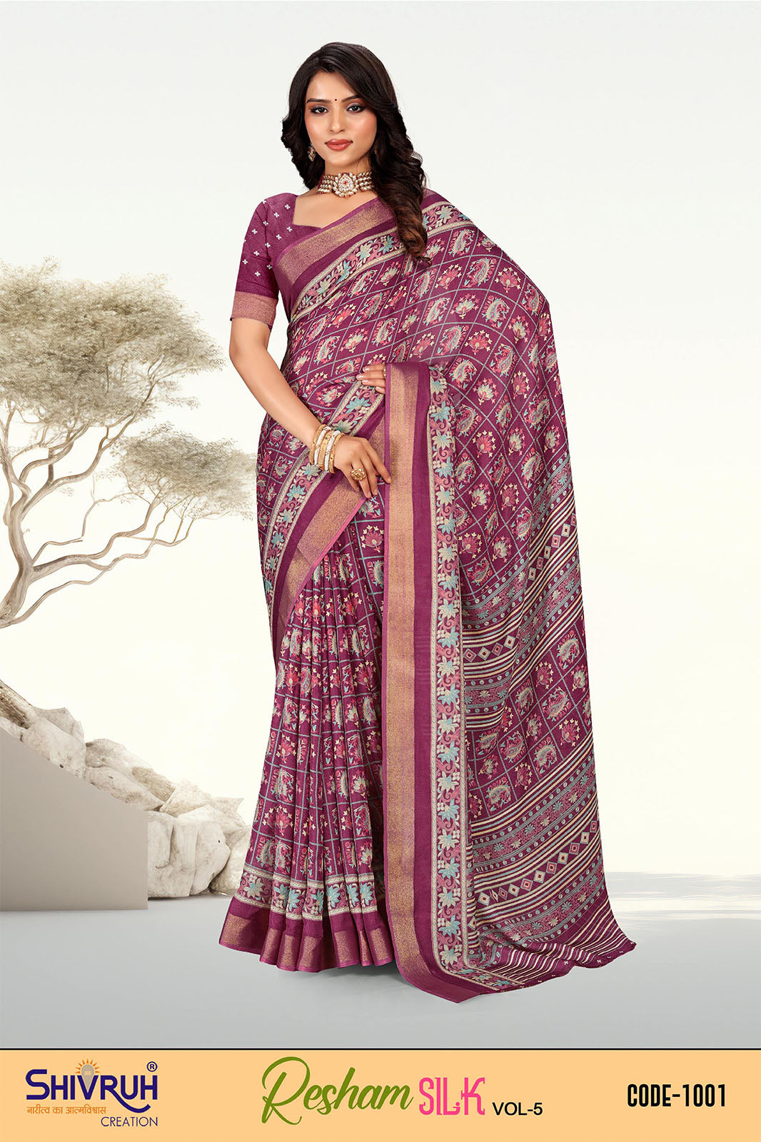 Floral print sarees in cotton from SHIVRUH