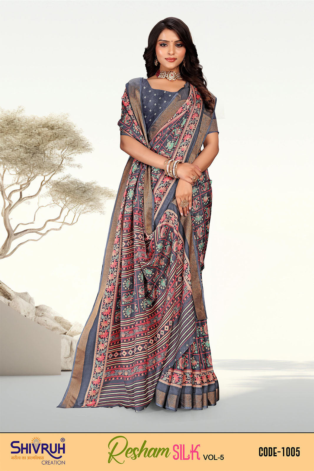 Banarasi saree design with lotus motifs