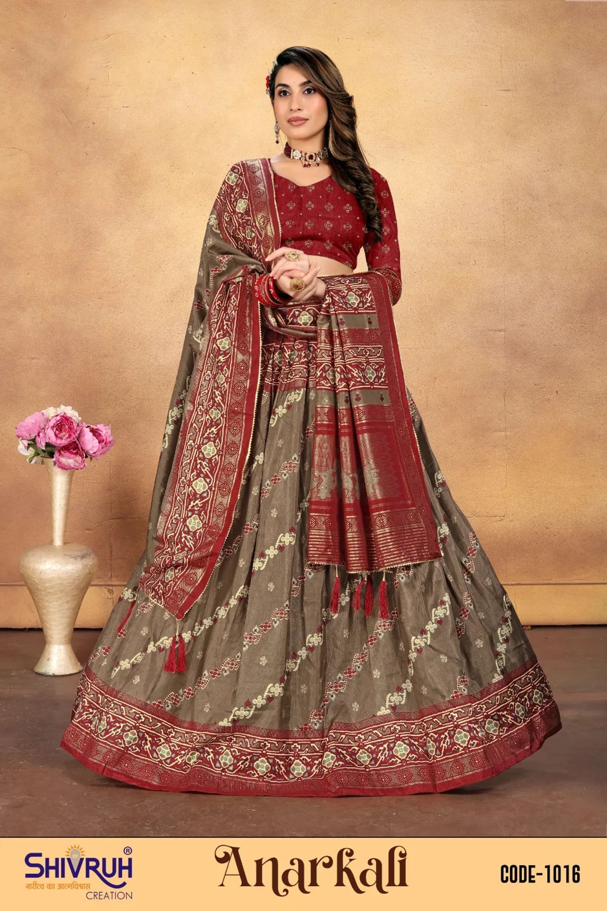 Women saree in forest green with floral border