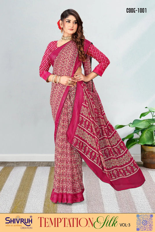 Cotton Piping Border Printed Saree for women