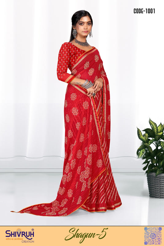 Festive wear Leheriya chiffon Saree for Women