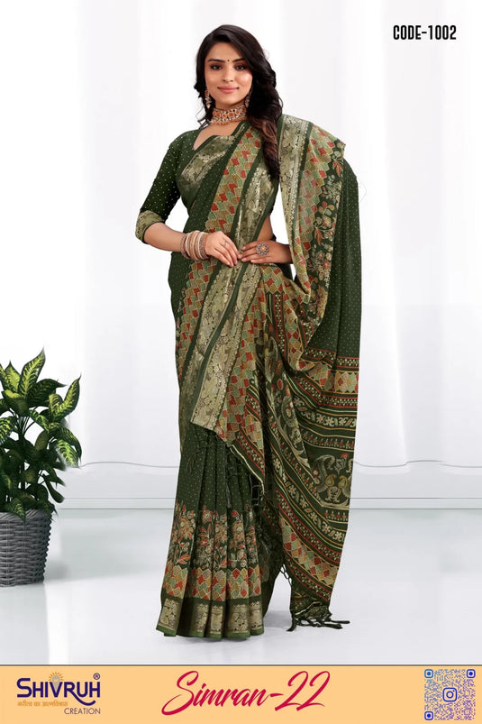 Soft Cotton Polka dots Print saree with blouse for women