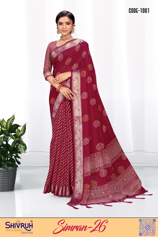 Soft Cotton Laheriya saree with blouse for women