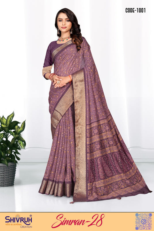 Paisley design soft cotton saree blouse set for women