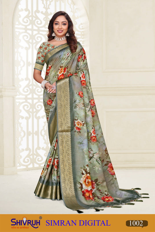 Leheriya saree with scalloped lace border