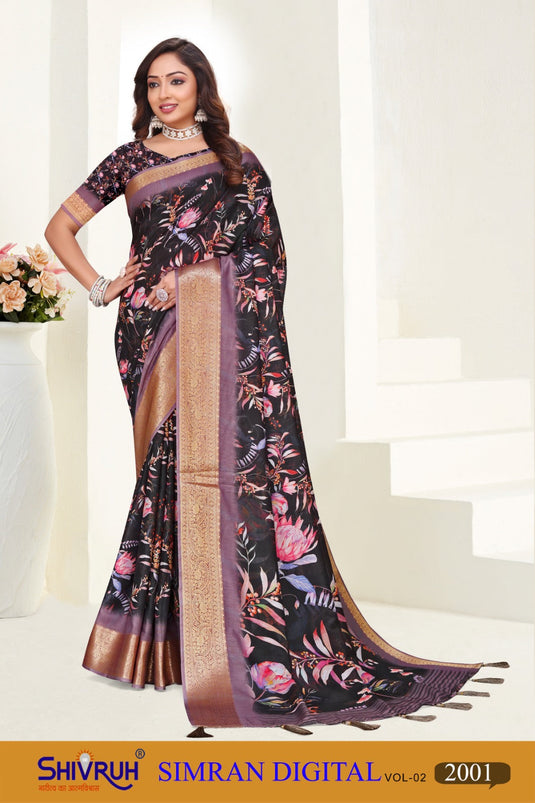 Kora silk banarasi saree with floral jaal