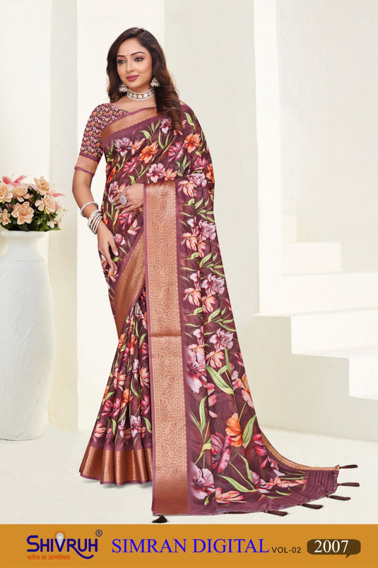 New designer saree with attached blouse