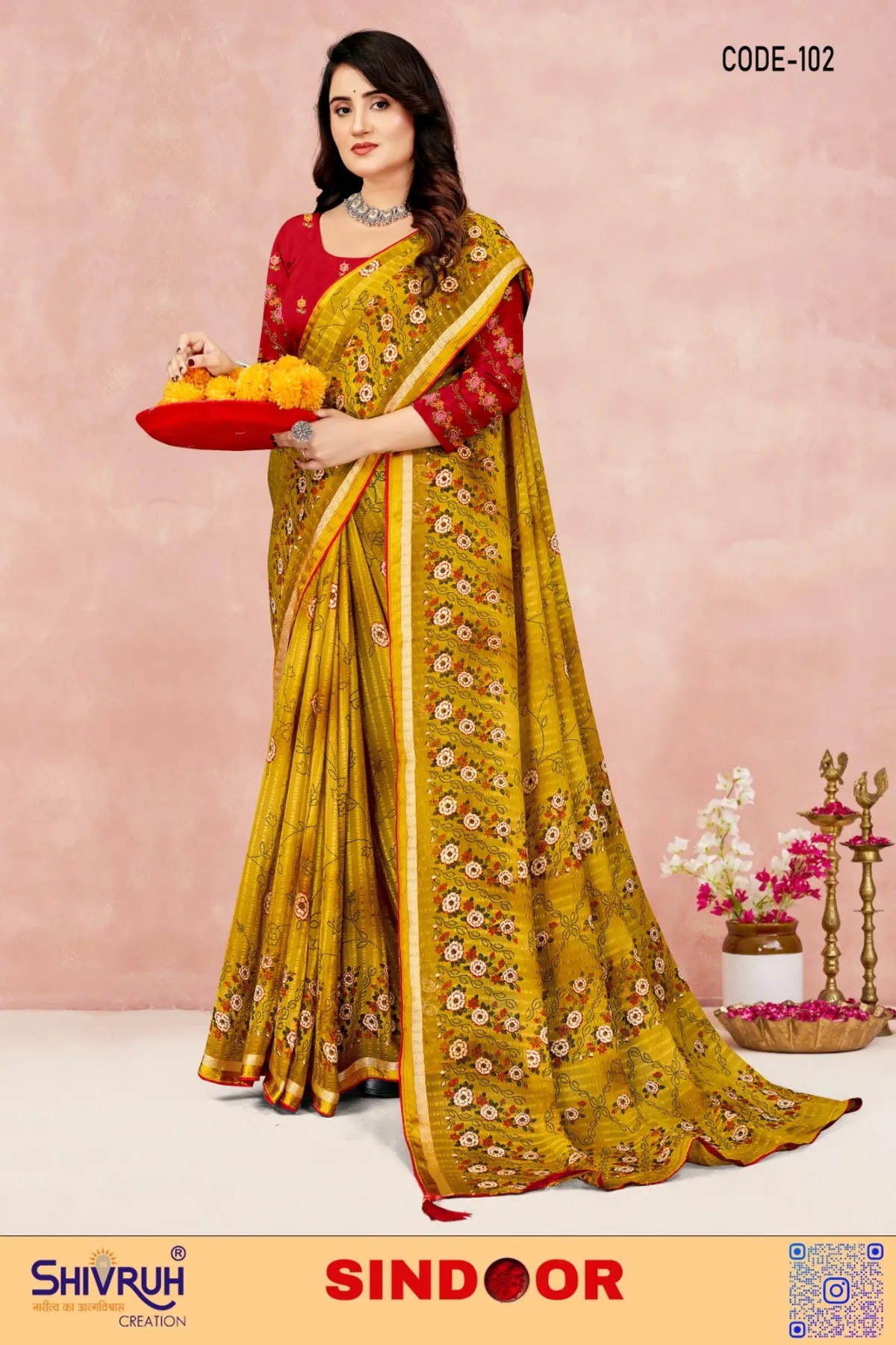 Leheriya saree with pastel hues and wave patterns