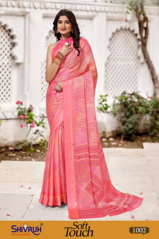 Digital Print Moss Chiffon Party wear saree