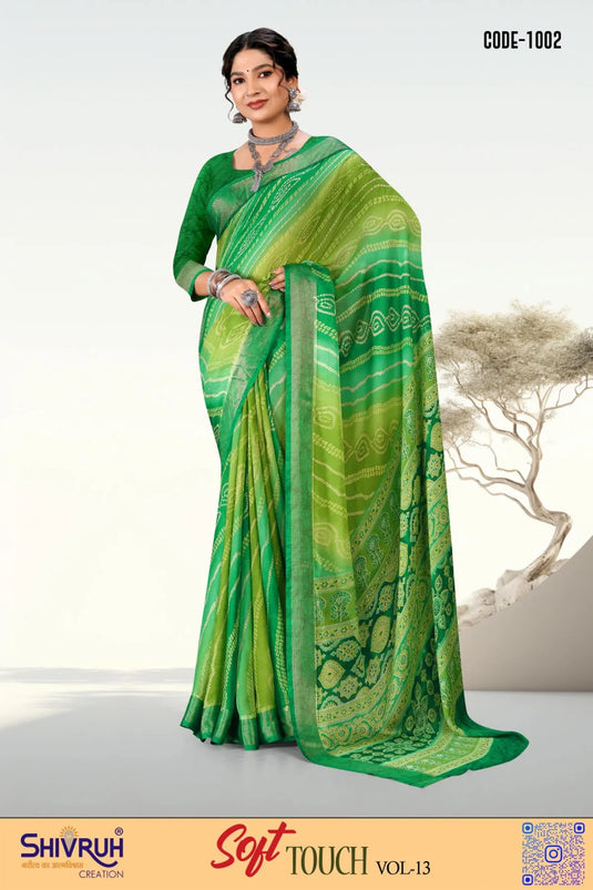 Digital Print Moss Chiffon Party wear saree