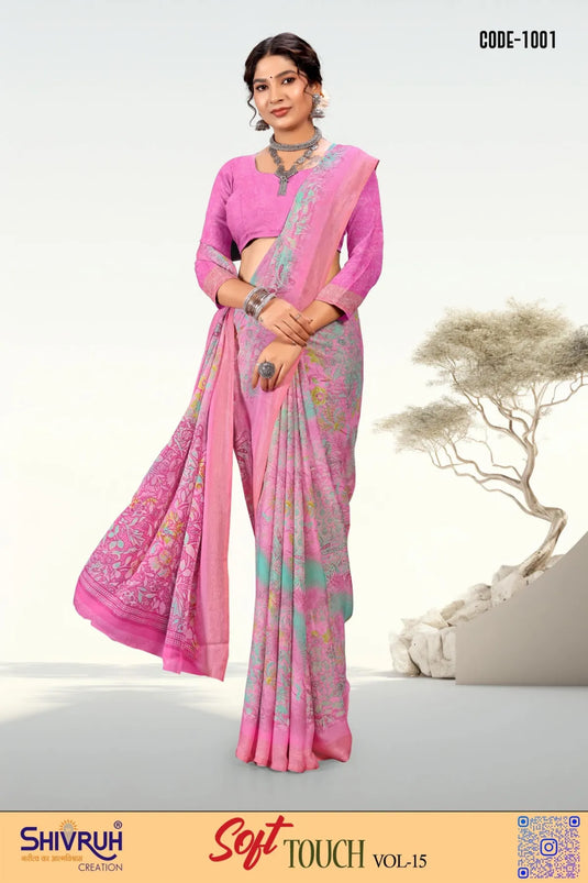 Digital Print Moss Chiffon Party wear saree