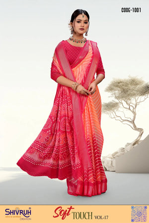 Moss Chiffon Laheriya design saree for women