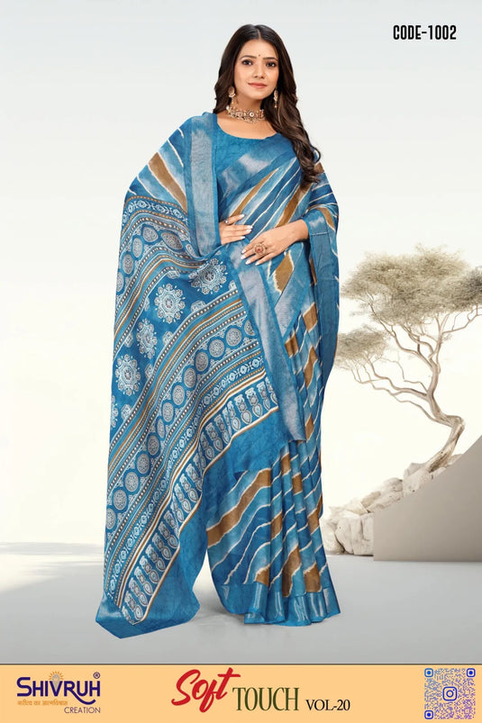 Moss Chiffon Laheriya design saree with blouse for women