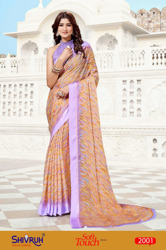 Digital Print Moss Chiffon Party wear saree