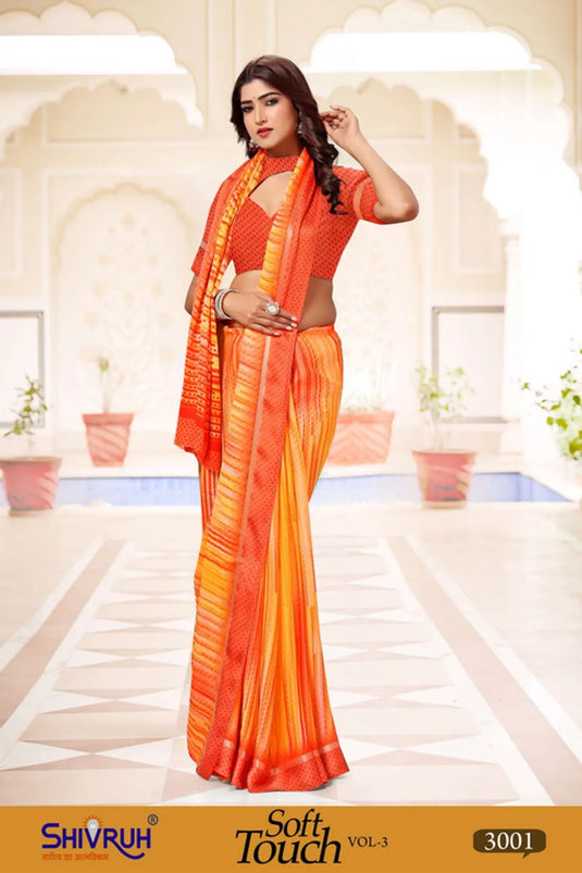 Digital Print Moss Chiffon Party wear saree