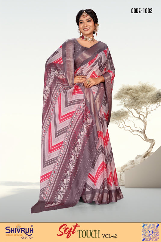 Multicolor lehriya saree in lightweight georgette