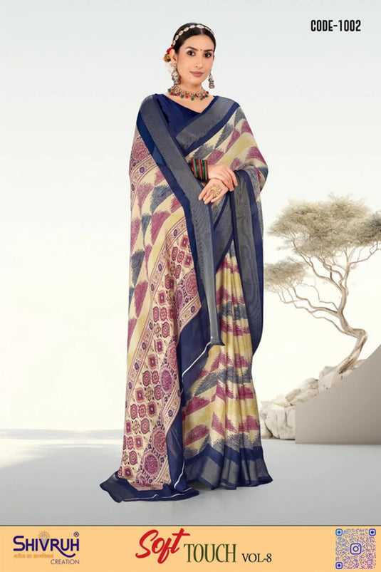 Silk saree with golden zari border by SHIVRUH