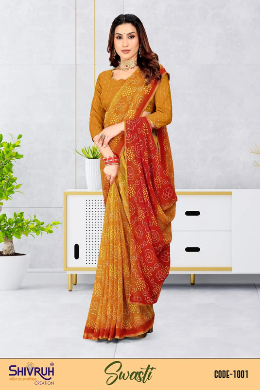 Georgette Bandhani design saree for women
