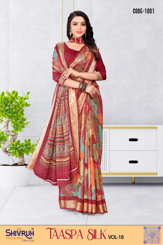 Cotton Army design saree for women