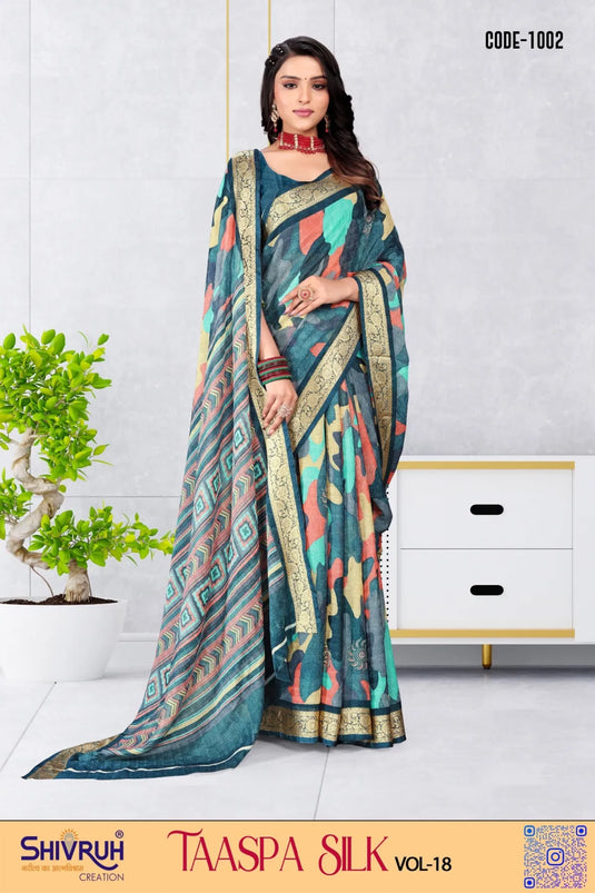 Cotton Army design saree for women
