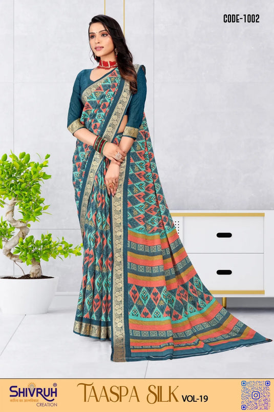 Cotton African wax design saree for women