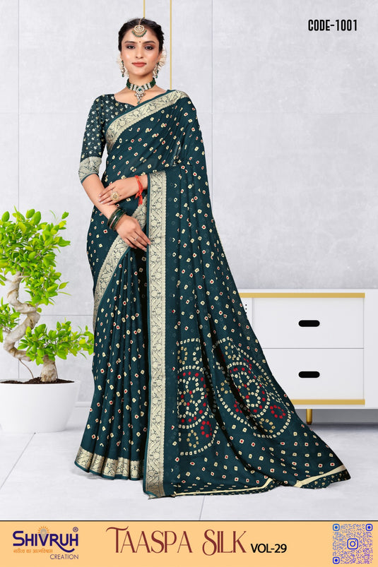 Bandhej soft Cotton viscose border Saree for Women