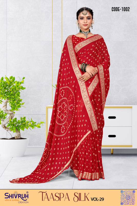 Bandhej soft Cotton viscose border Saree for Women