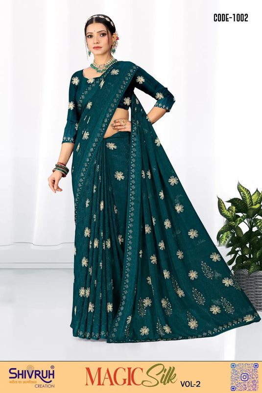 Women's Georgette Jacqurad Butta Swarovski saree