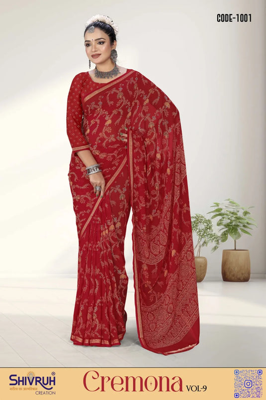Blooming Georgette Print Nature Saree