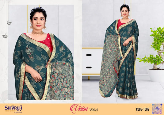 Magnificent Chiffon Embellished Woven Viscose Saree for women