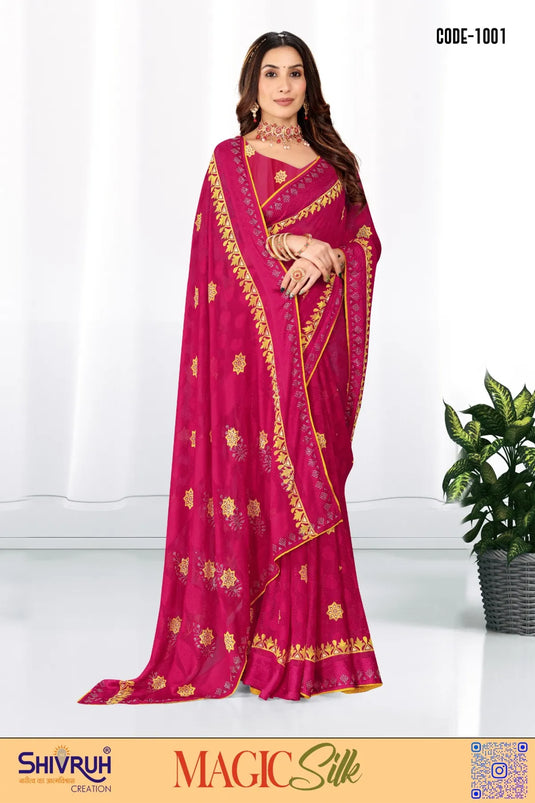 Women's Georgette Jacqurad Butta Swarovski saree