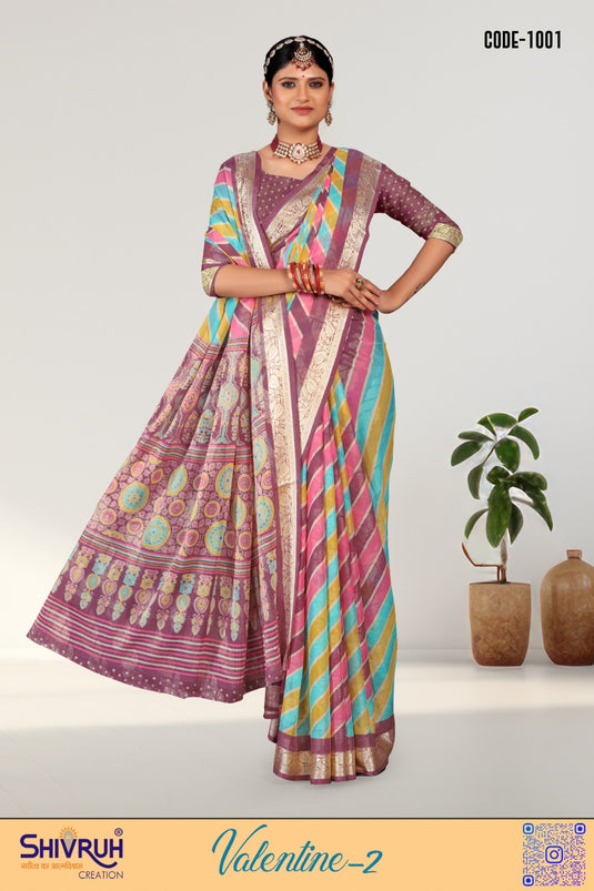 Bridal half saree in dual-tone fabric