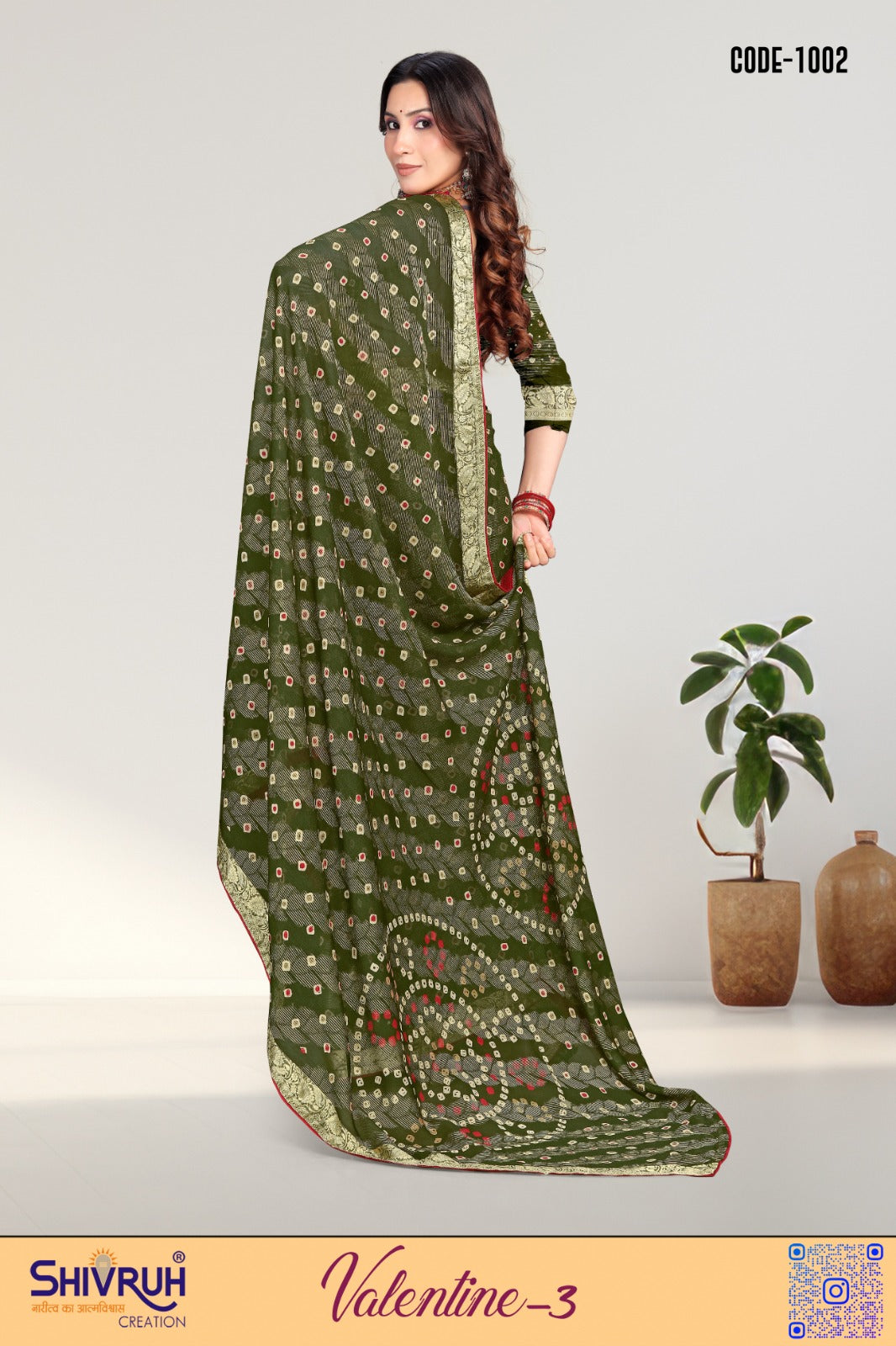Light lehriya saree in chiffon with tie-dye effect