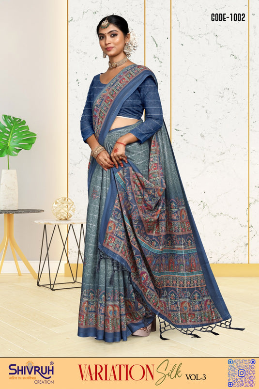 Designer saree design with mirror work from SHIVRUH.