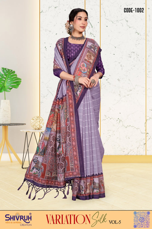 Banarasi saree in royal blue with gold zari by SHIVRUH.