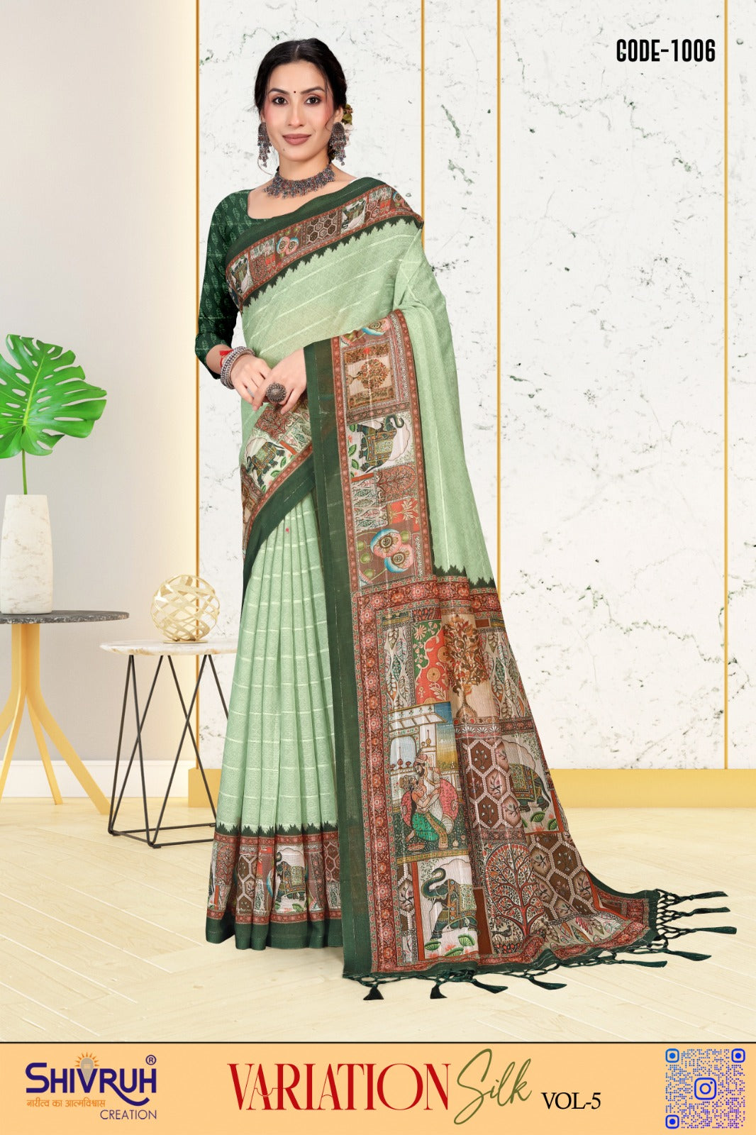 Pink and white saree in chiffon with lightweight drape.