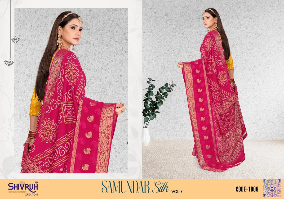 Women saree in fuchsia with light embroidery