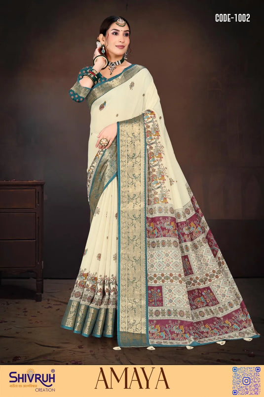 New saree in embroidered net ball drape