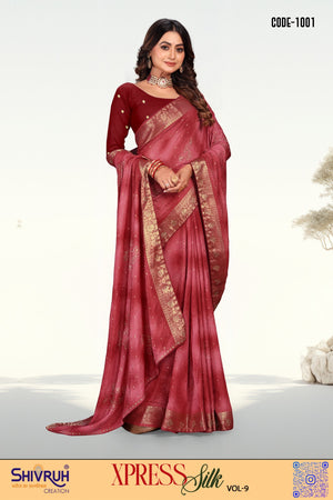 SHIVRUH's Spray dyed cotton Sarees with Floral Print & Swarovski Work