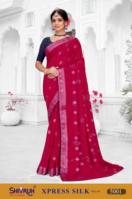 Trending saree with blouse and pre-stitched pleats