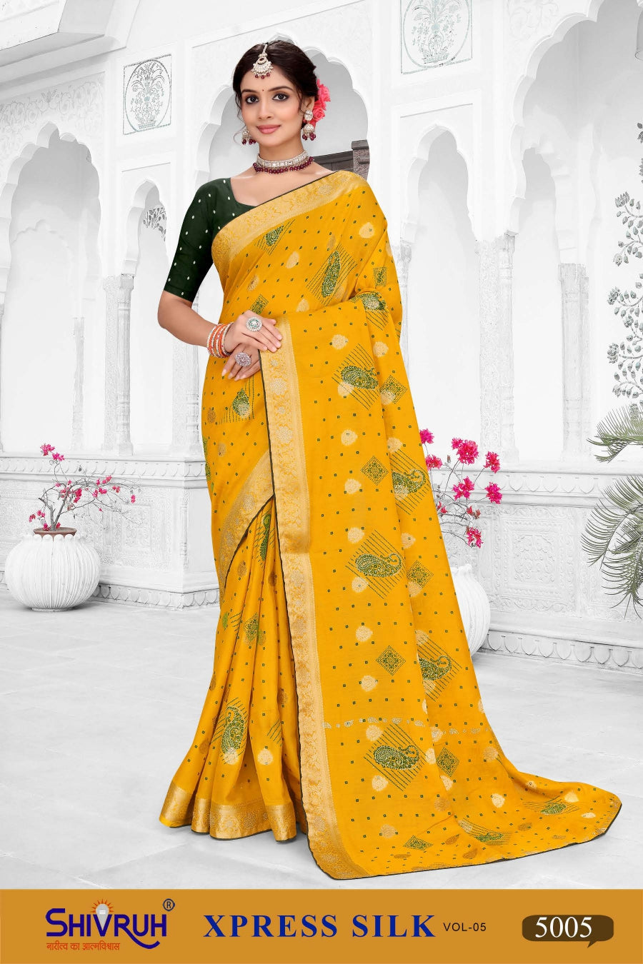Saree look with belt, heels, and statement earrings