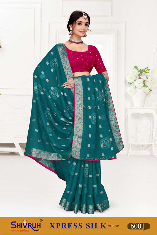 Embellished wedding saree with crystal accents