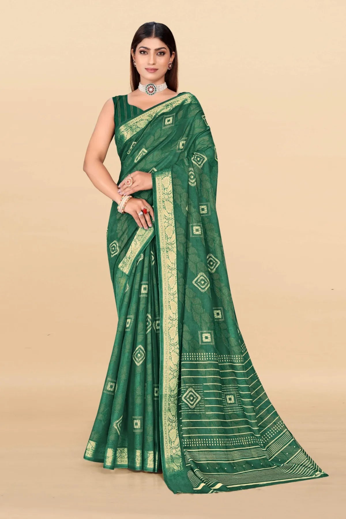 Silk saree with paisley motifs and border